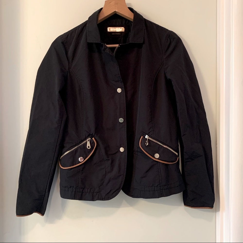 Massimo Dutti black riding zip button jacket sz M